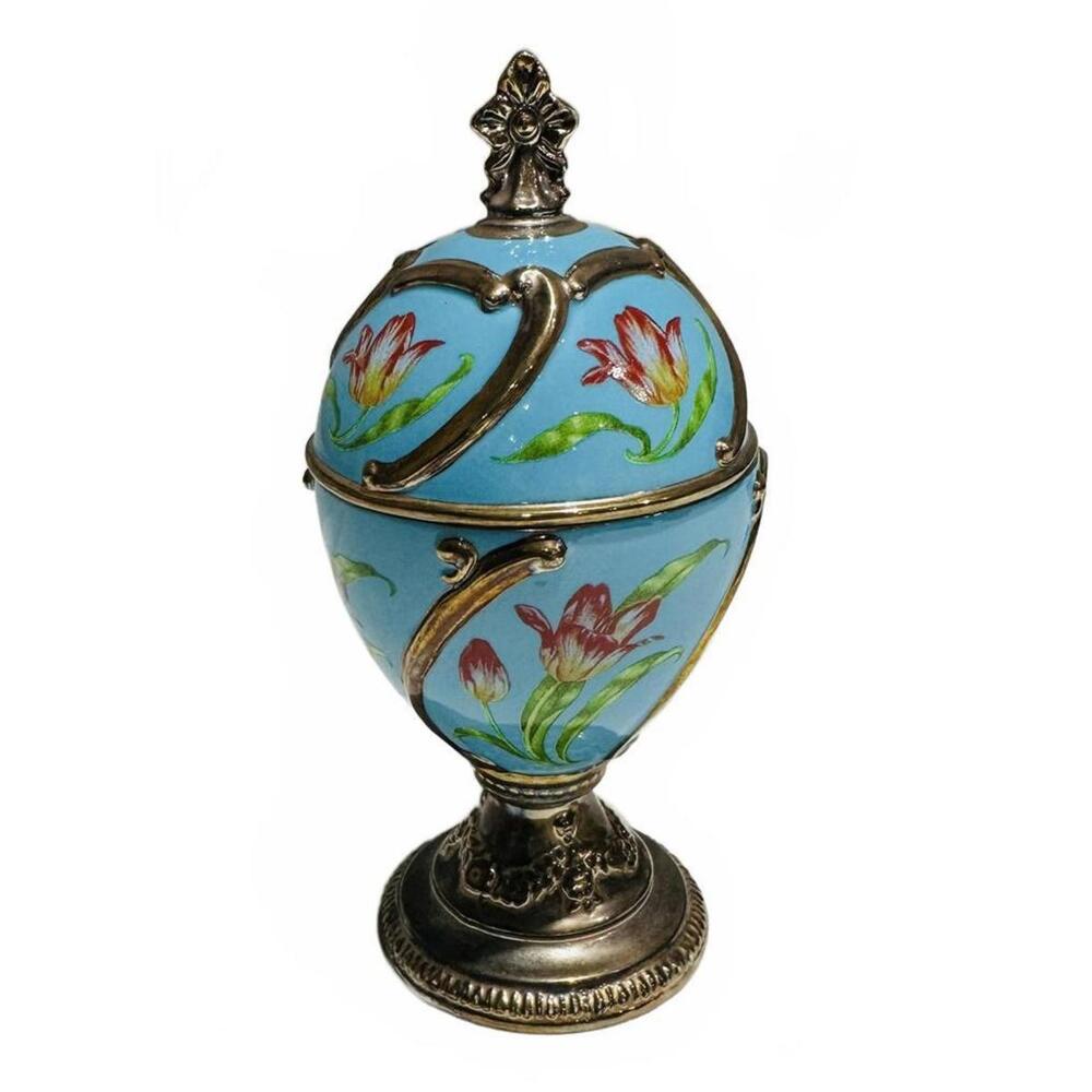 Vintage Franklin Mint 'House of Faberge' Musical Easter Egg Tulip Our Love